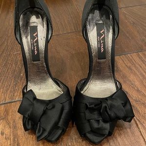 Nina satin bow peep toe heels